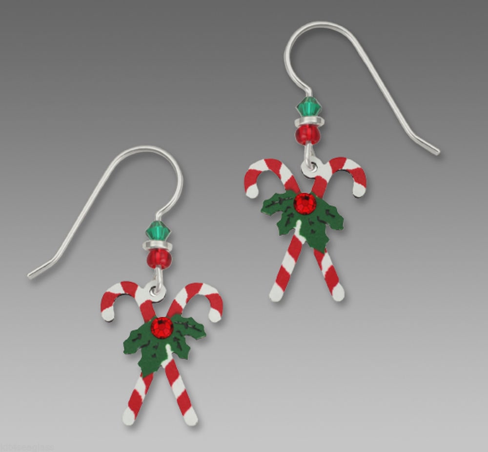 

Sienna Sky Crossed CANDY CANES with Holly Rhinestone EARRINGS Christmas Box