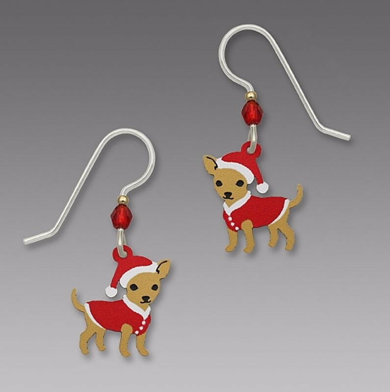 

Sienna Sky CHIHUAHUA Red Sweater Santa Hat EARRINGS Sterling Christmas Dog 1498