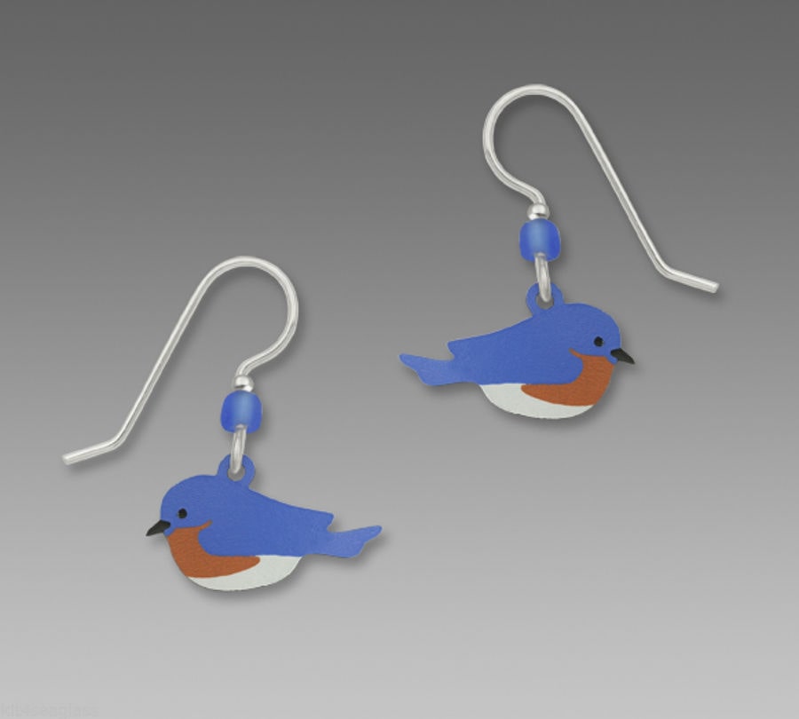 

Sienna Sky Eastern BLUEBIRD EARRINGS Sterling Silver Blue Bird Dangle 1184 Box