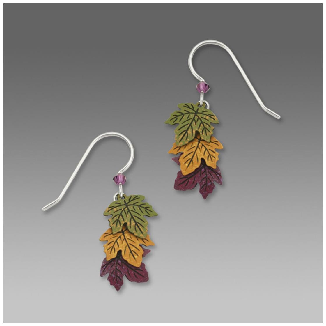 

Sienna Sky Green Gold Rust LEAF EARRINGS STERLING Silver Autumn Fall Leaves 1442