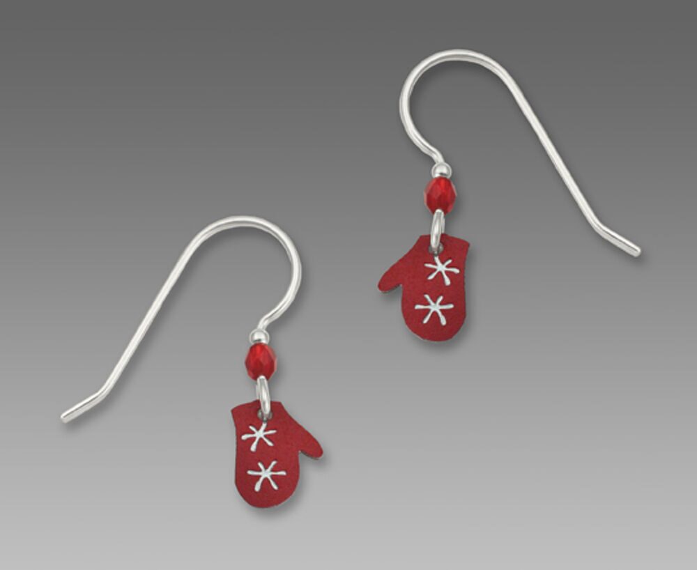 

Sienna Sky Jewelry Red MITTENS Snowflake EARRINGS 0827 Sterling Christmas