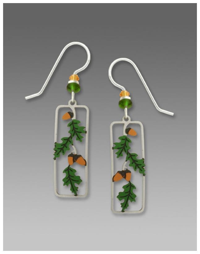 

Sienna Sky Jewelry Painted OAK LEAVES with Acorns EARRINGS 1734 Sterling Silver