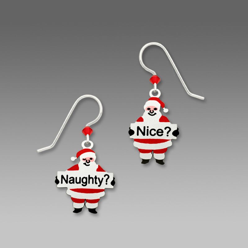 

Sienna Sky NAUGHTY or NICE SANTA EARRINGS Sterling Silver Christmas 1653 Box