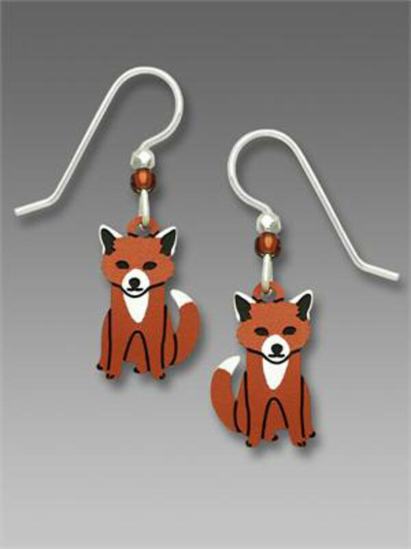 

Sienna Sky SITTING FOX EARRINGS Sterling Silver Earwire Dangle Hand Painted Box