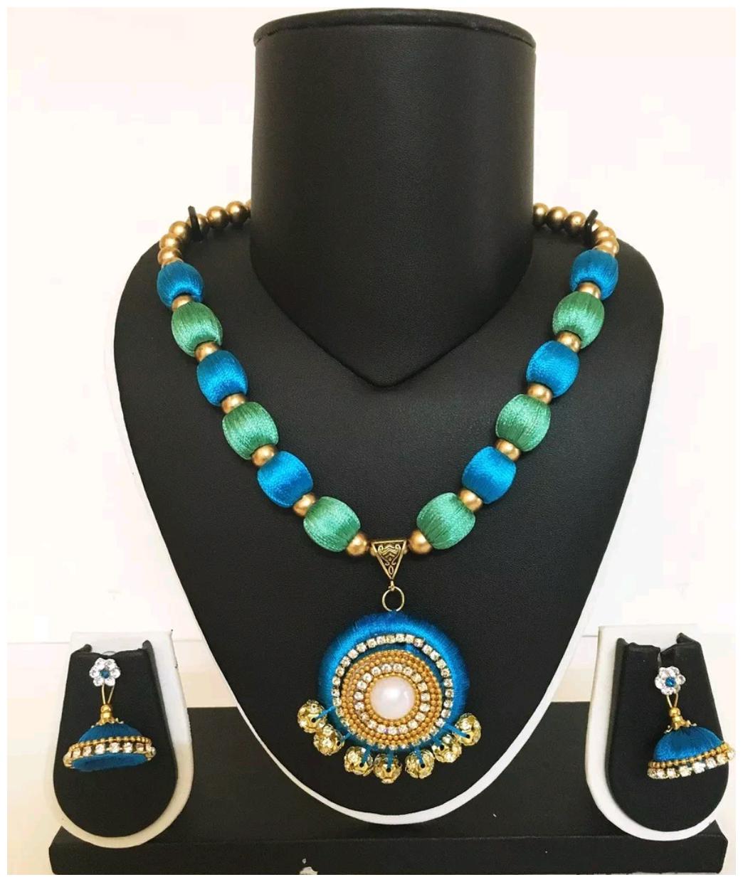 

Silk thread necklace with earrings