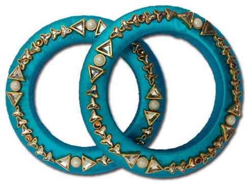 

Silk Thread Kundan Bangles