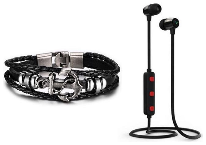 

SILVER BRACELET WITH FREE H-15 R WIRELESS BLUETOOTH EARPHONE WITH MIC