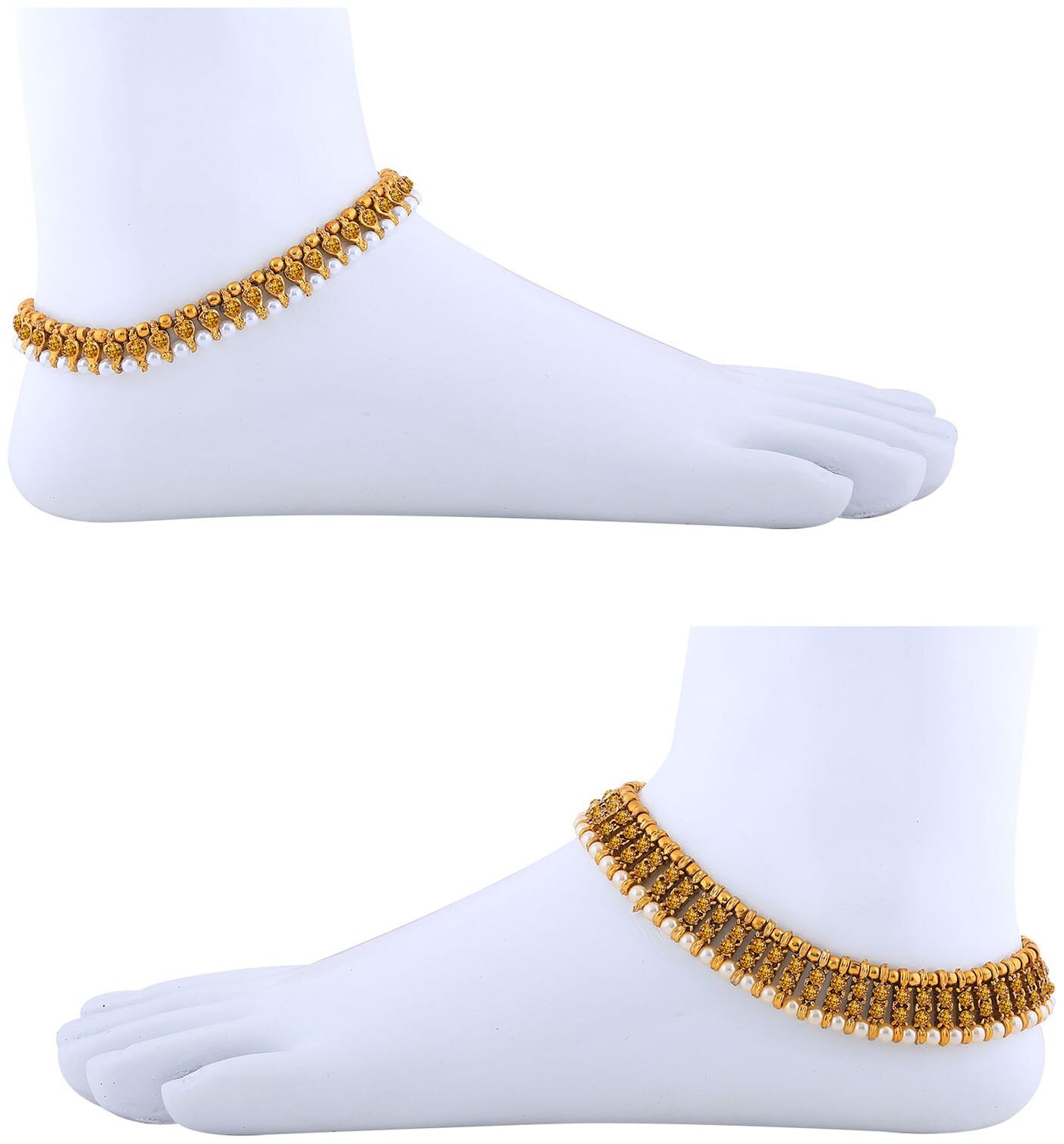 

Silver Shine Designer Traditional Anklet Wedding Jewellery For Women Girls Set-2