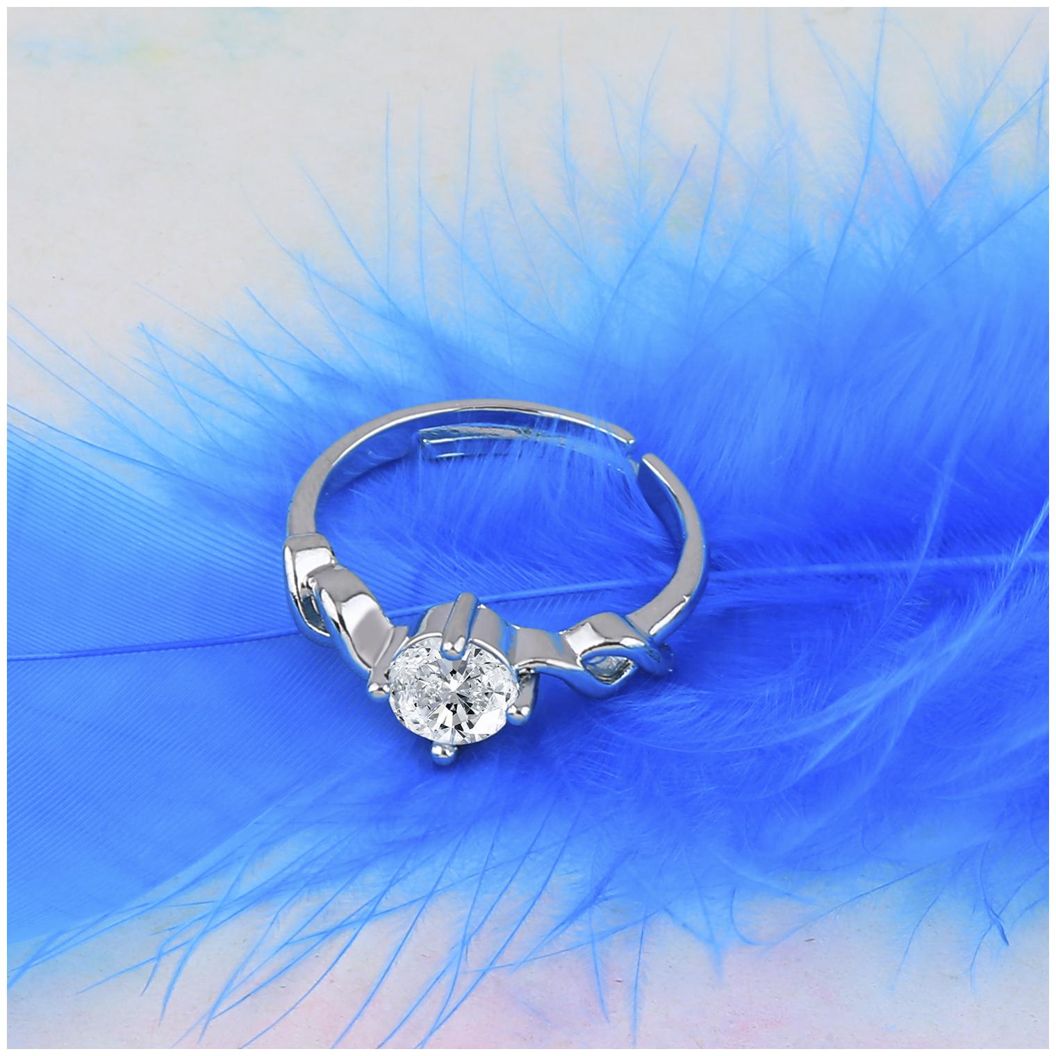 

Silver Shine Silver Plated Stylish Solitaire Adjustable Ring For Women Girls