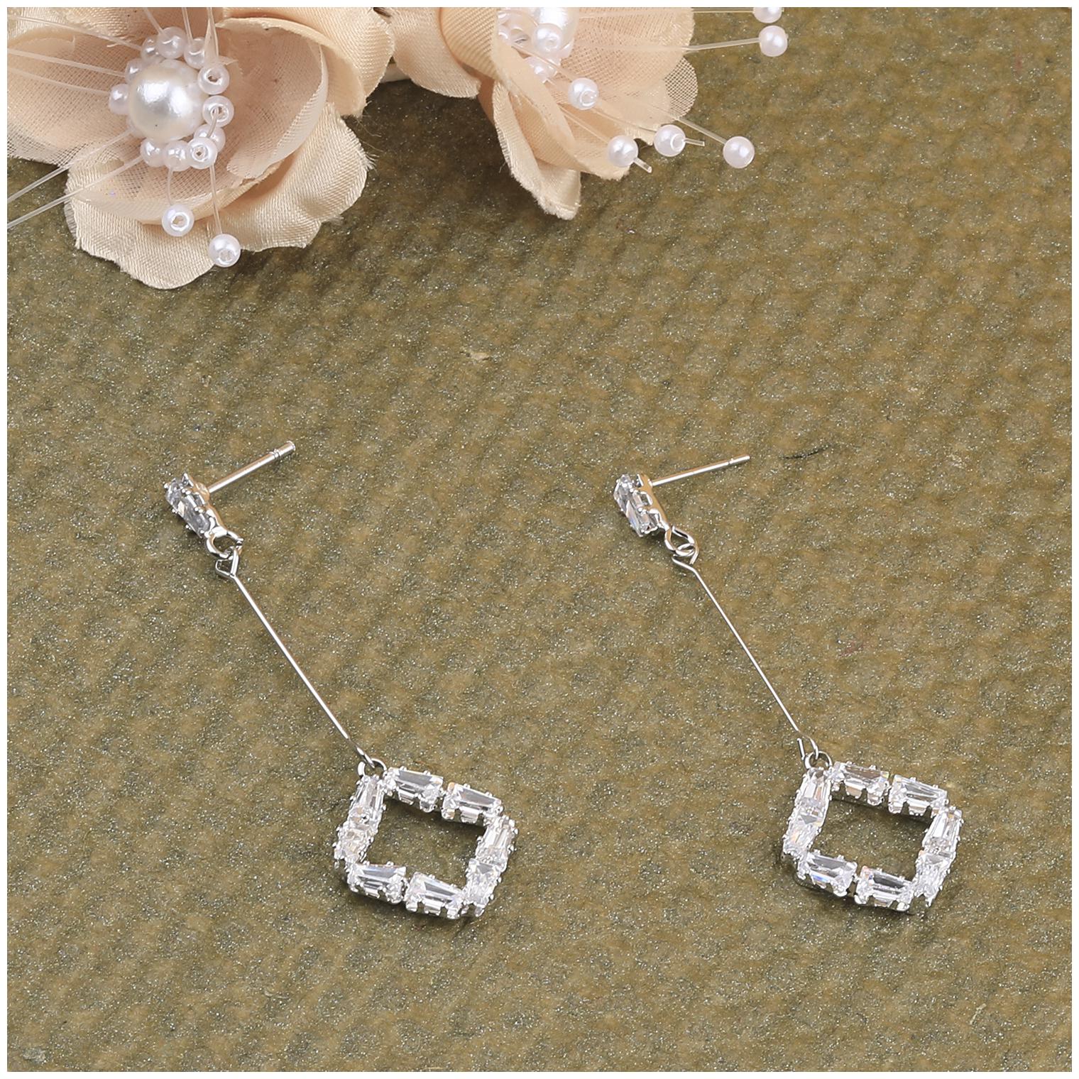 

SILVER SHINE Silver Charm Diamond Dangle Earring For Women and Girl