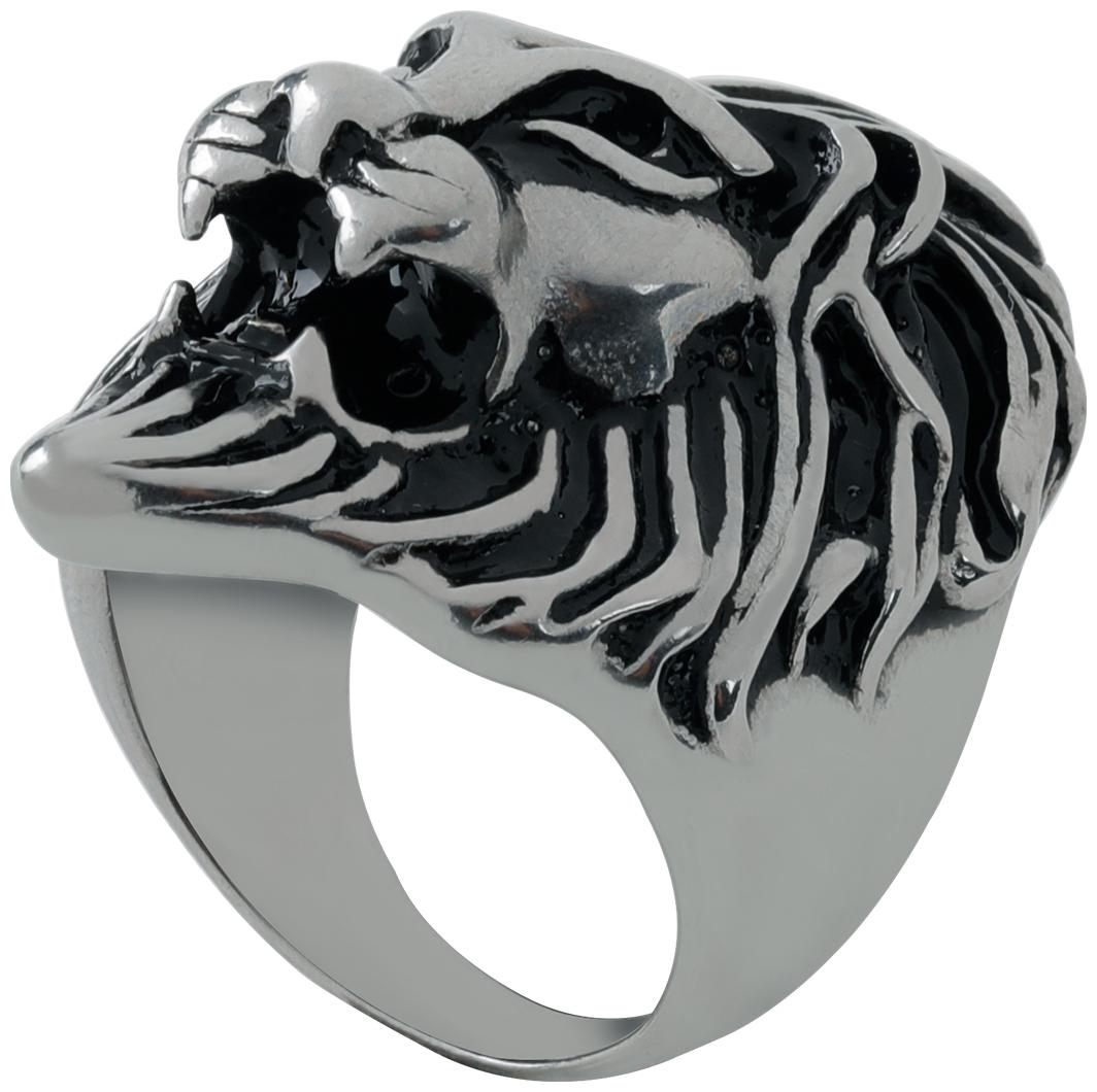 

Silver Shine Alloy Metal Silver Tone Vintage Lion Head Ring for Boys and Men