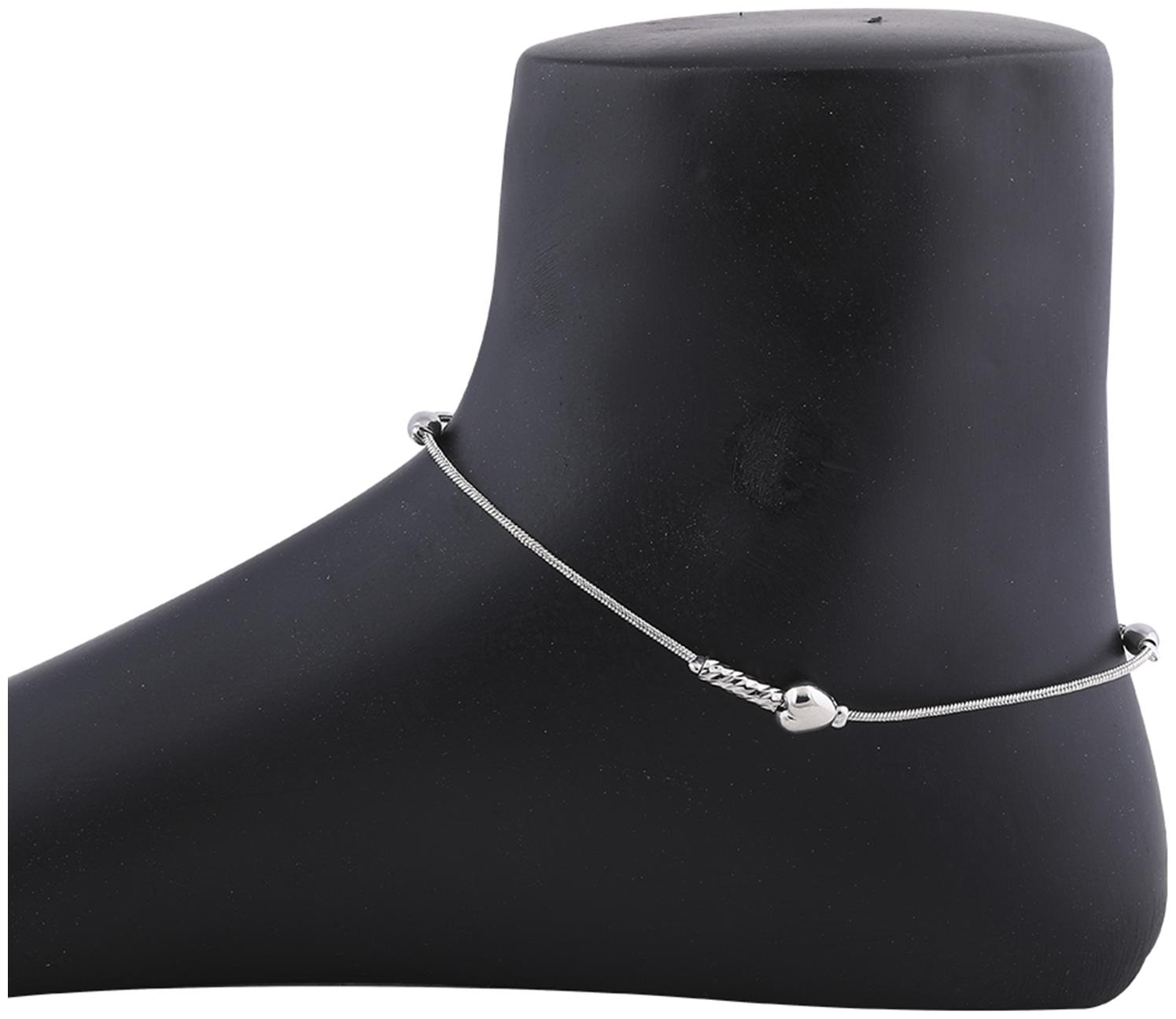 

SILVER SHINE Designer Silver Plated Single Anklet for Women Girl