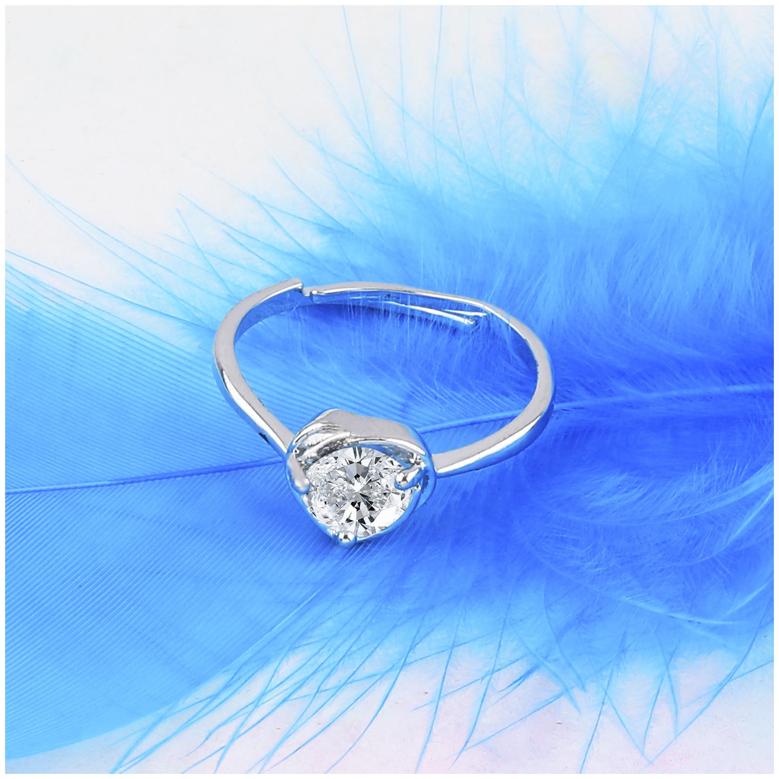 

Silver Shine Silver Plated Stylish Solitaire Adjustable Ring For Women Girls