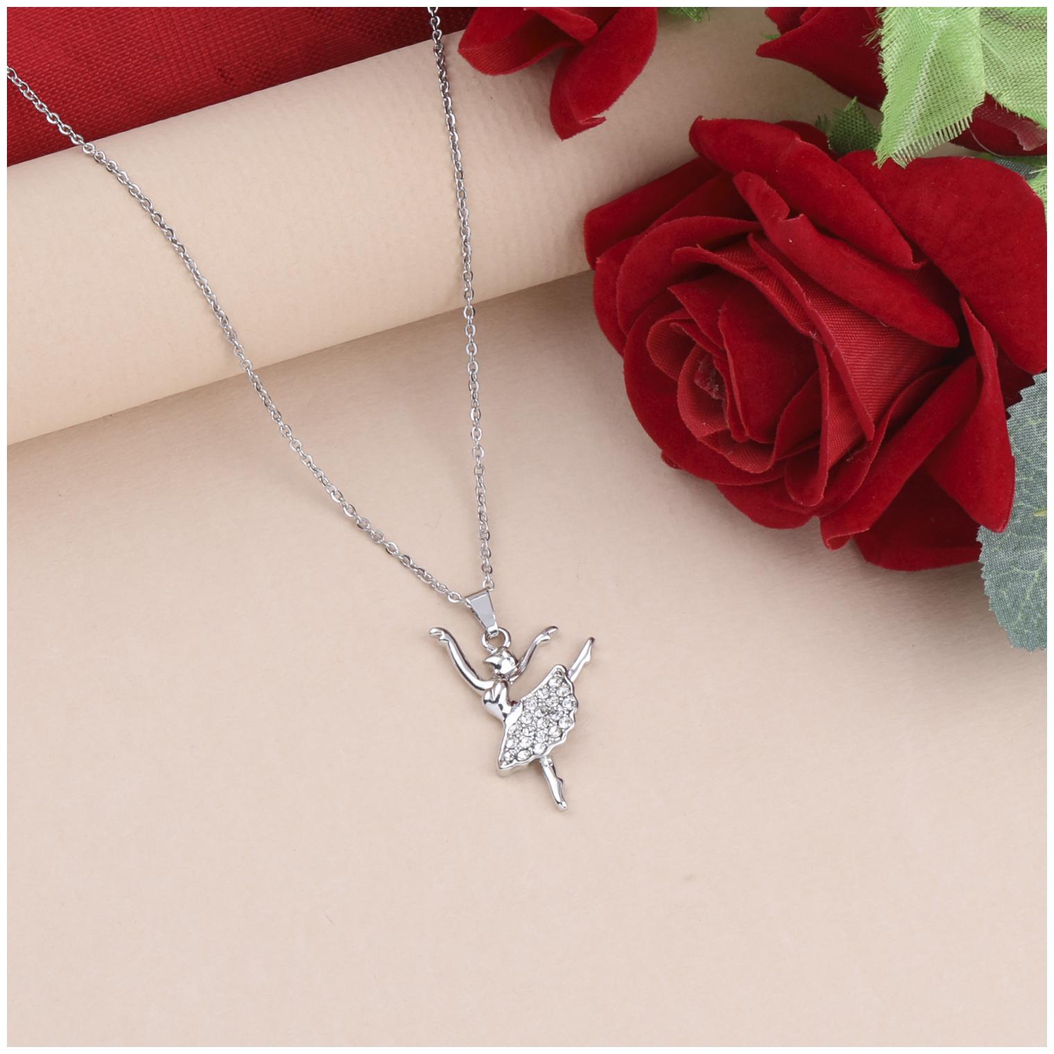 

SILVER SHINE Silver Plated Dedicated Chain Diamond Pendant For Women and Girls