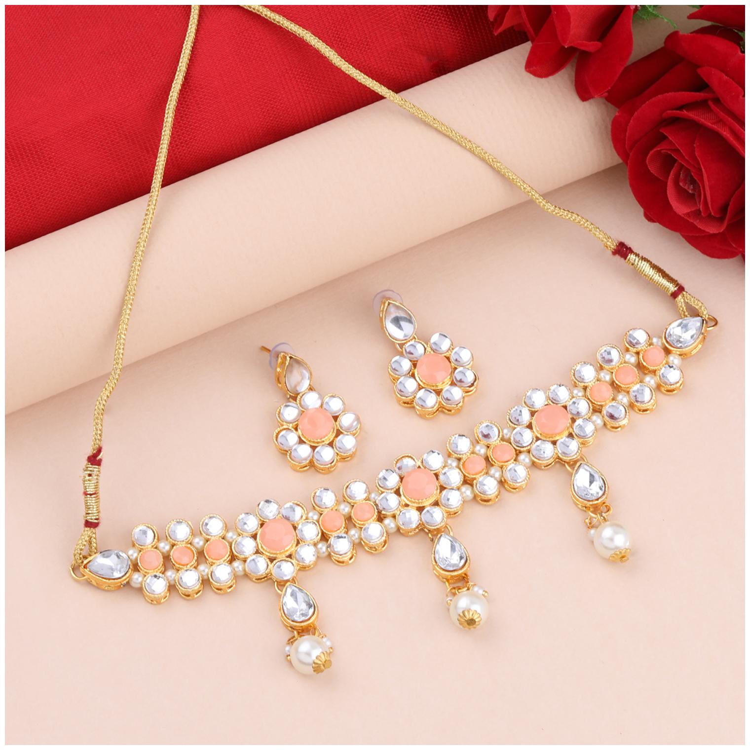 

SILVER SHINE Gold Plated Exclusive Choker Set For Girls And Women