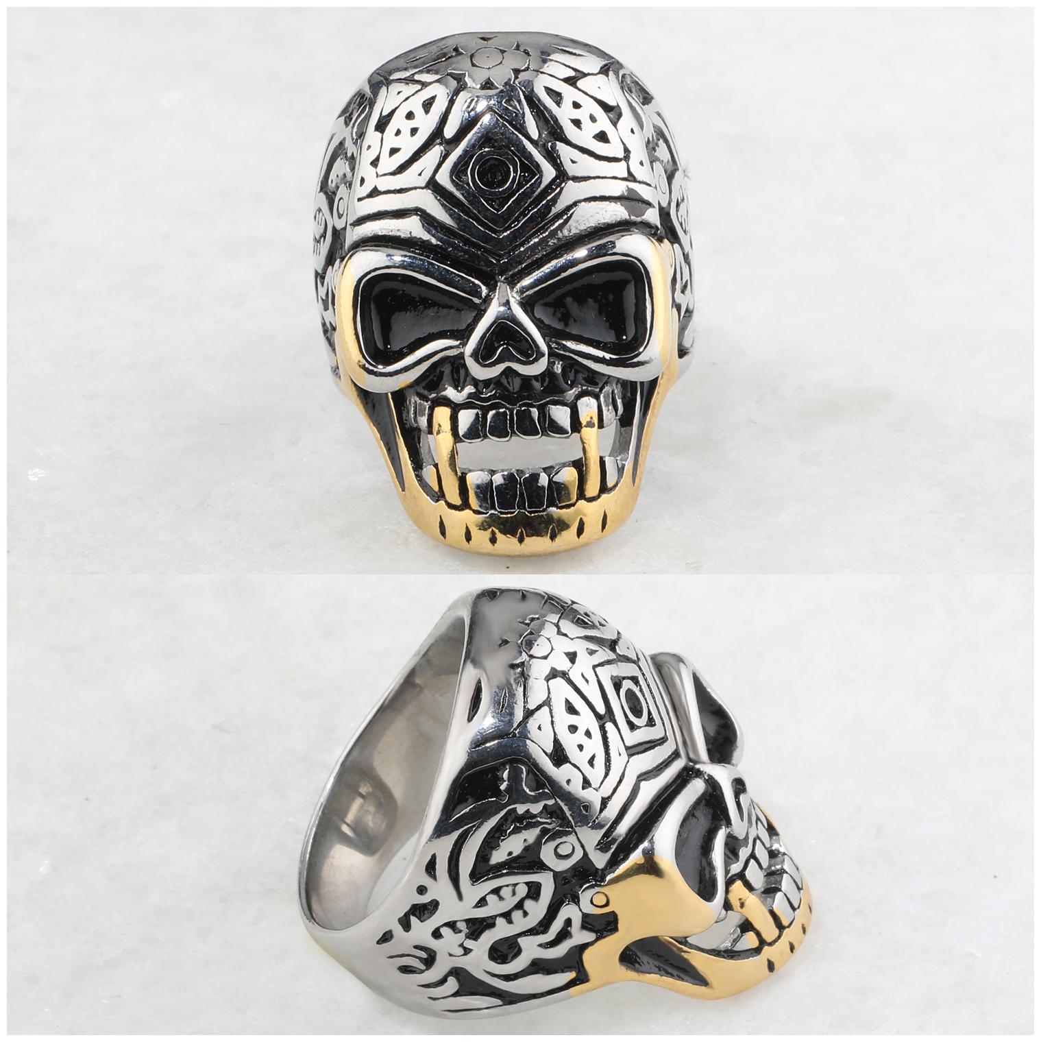 

Silver Shine Stainless Steel Gothic Skull Finger Ring for Boys and Men