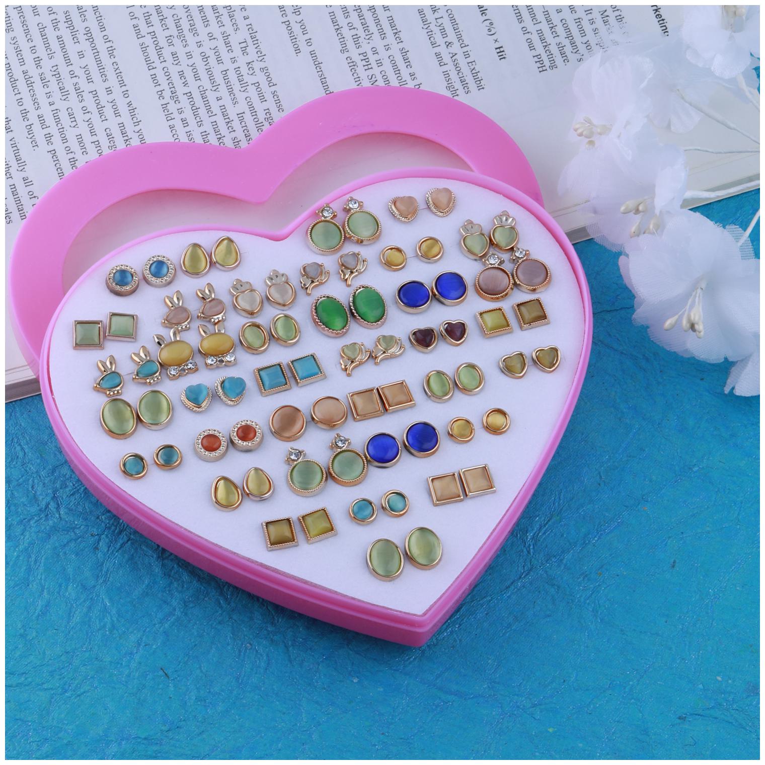 

Silver Shine Stud Earring Delicate Look Stud Earring Set Of 36 For Women Girl Multi