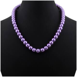 SILVER SHINE Purple Pearl Mala With Natural Pearl For Girls And Women