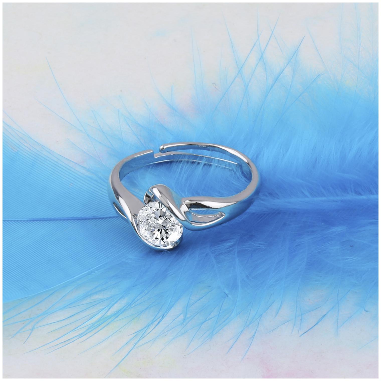 

Silver Shine Silver Plated Stylish Solitaire Adjustable Ring For Women Girls