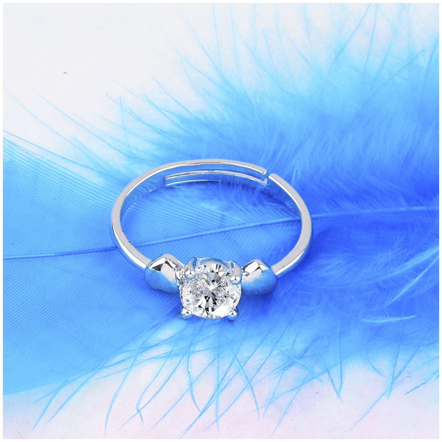 

Silver Shine Silver Plated Stylish Solitaire Adjustable Ring For Women Girls