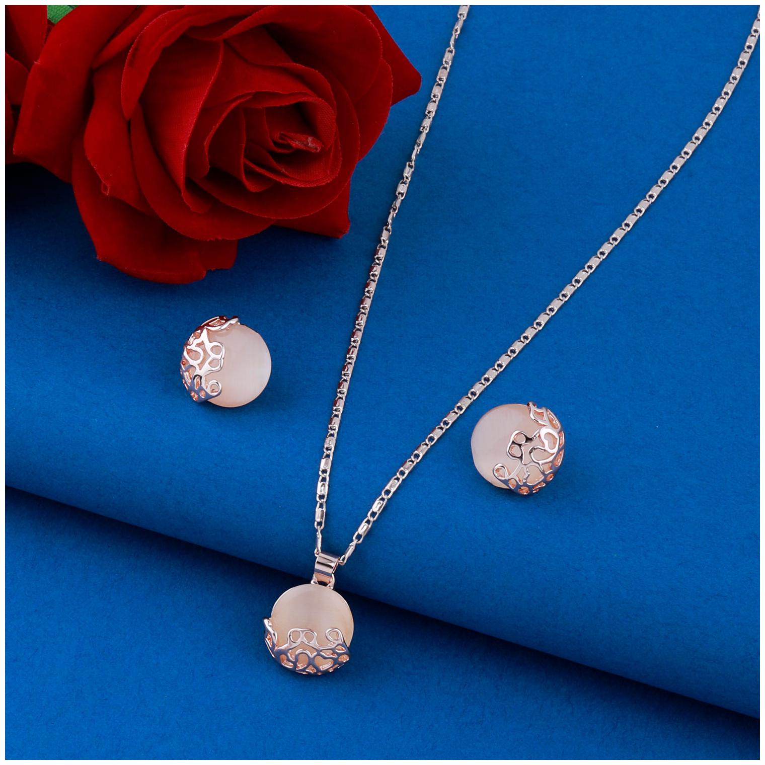 

SILVER SHINE Exclusive Delicate Party Wear Pendant Set For Women Girl