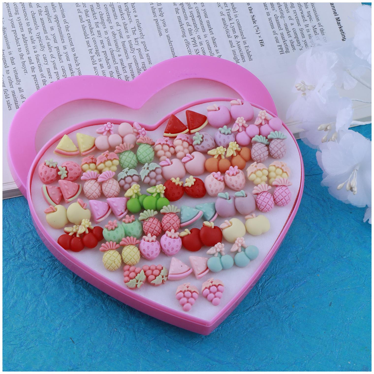 

Silver Shine Stud Earring Lovely Multi Fruits Designes Set Of 36 Earrings For Girls