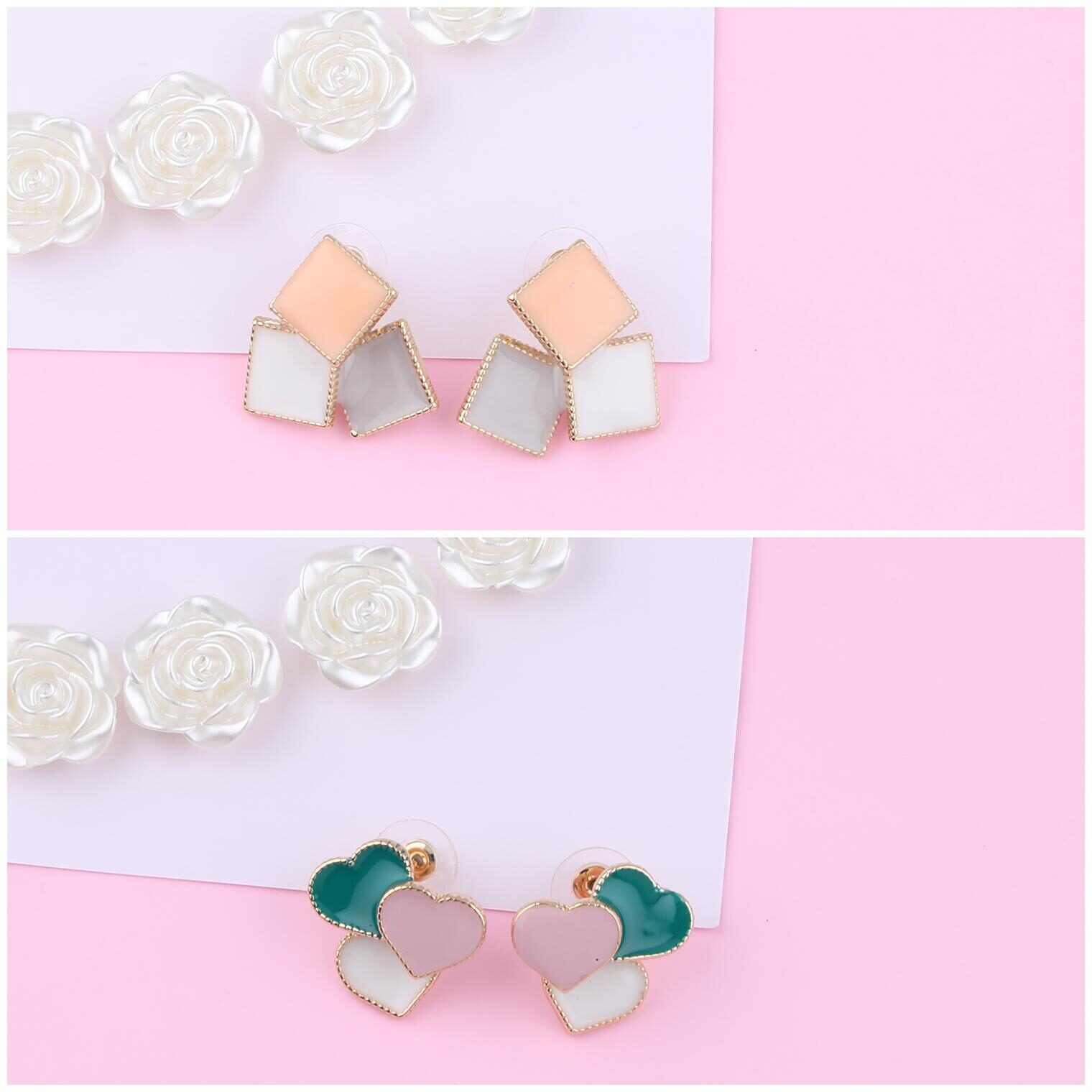 

Silver Shine Party Wear Stylish Multi Color Fashion Earrings For Women and Girls Set 2