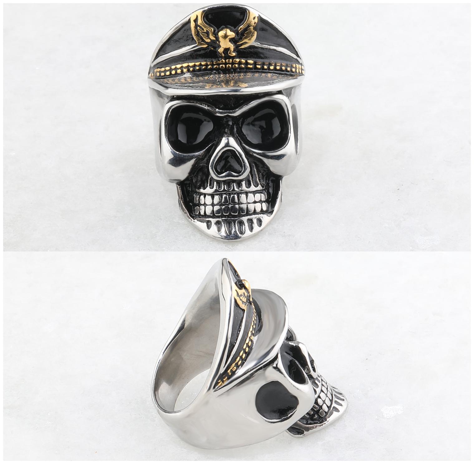 

Silver Shine Stainless Steel Cowboy Skull Bikers Ring for Boys and Men