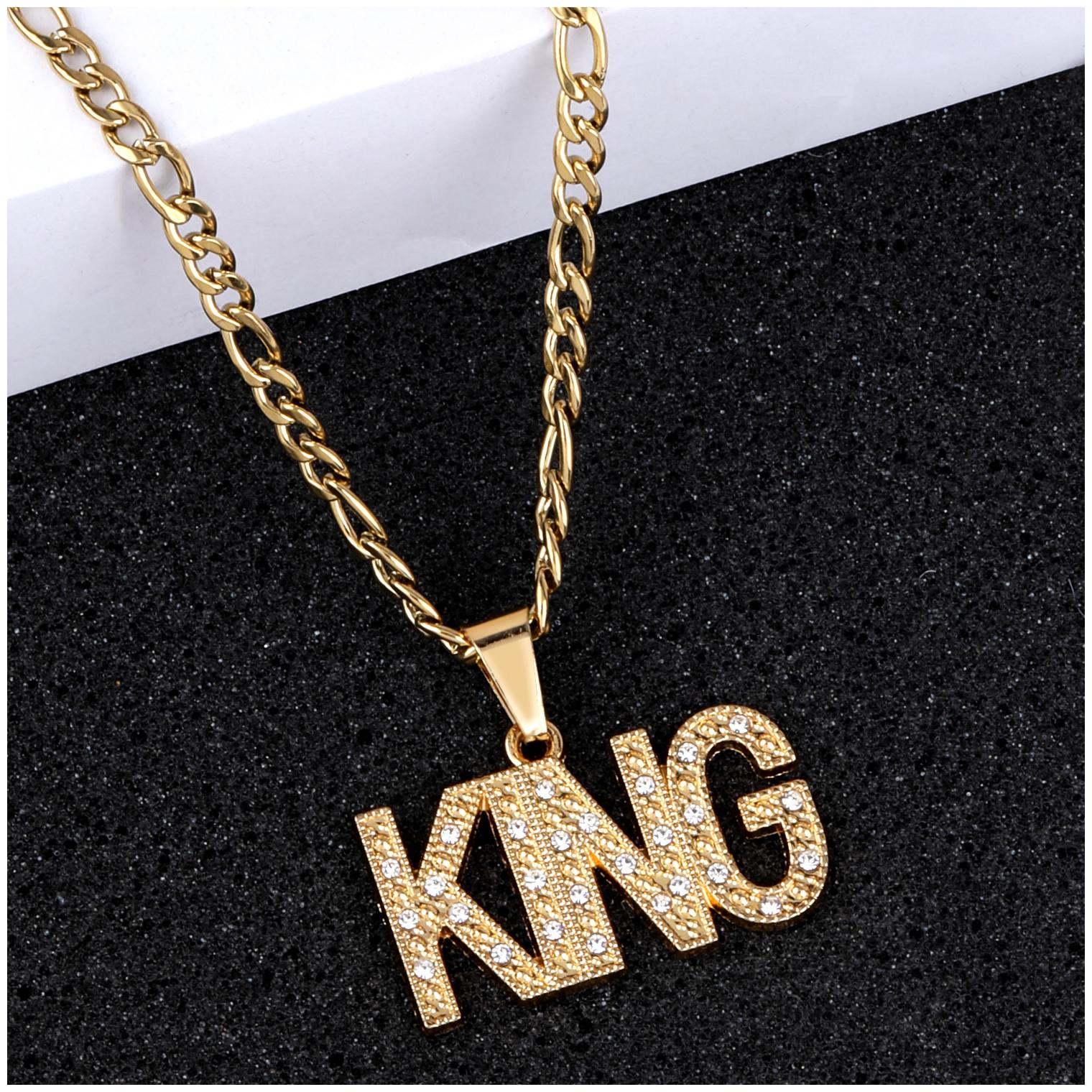 

SILVER SHINE Gold Plated Daimond KING Sign Pendent Chain For Man And Boy