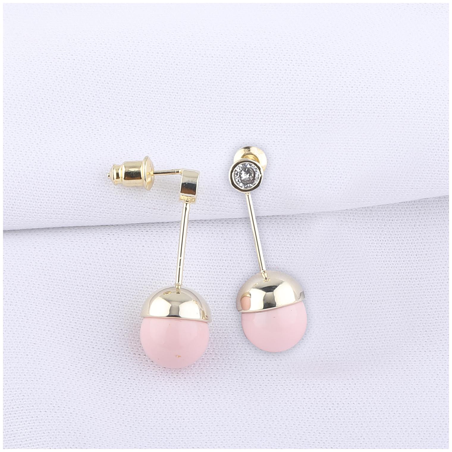 

Silver Shine Stone Studded Pink pearl Drop Designer Stylist Earring For Girls and Women Jewellery