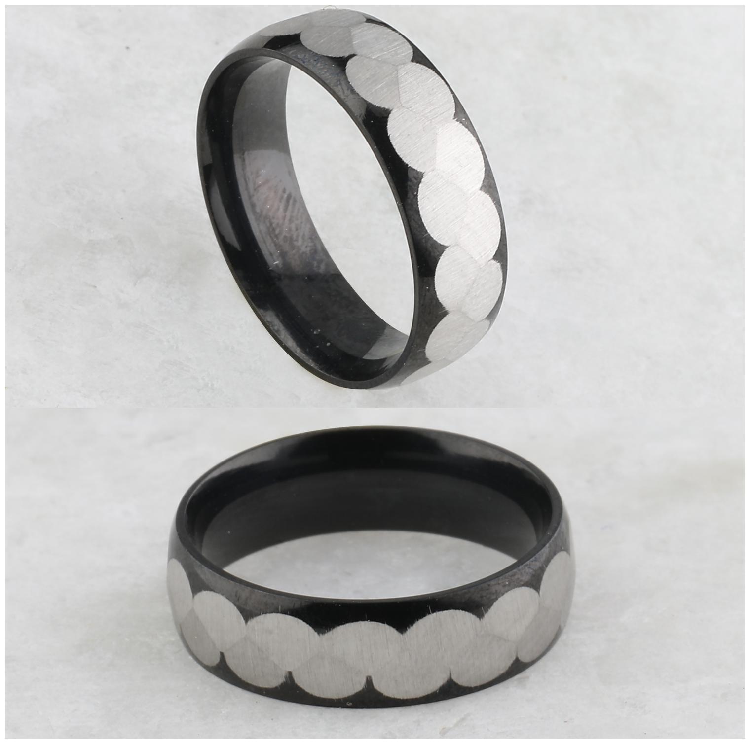 

Silver Shine Stainless Steel High Standards Silver-Black plated Ring Band for Boys and Men