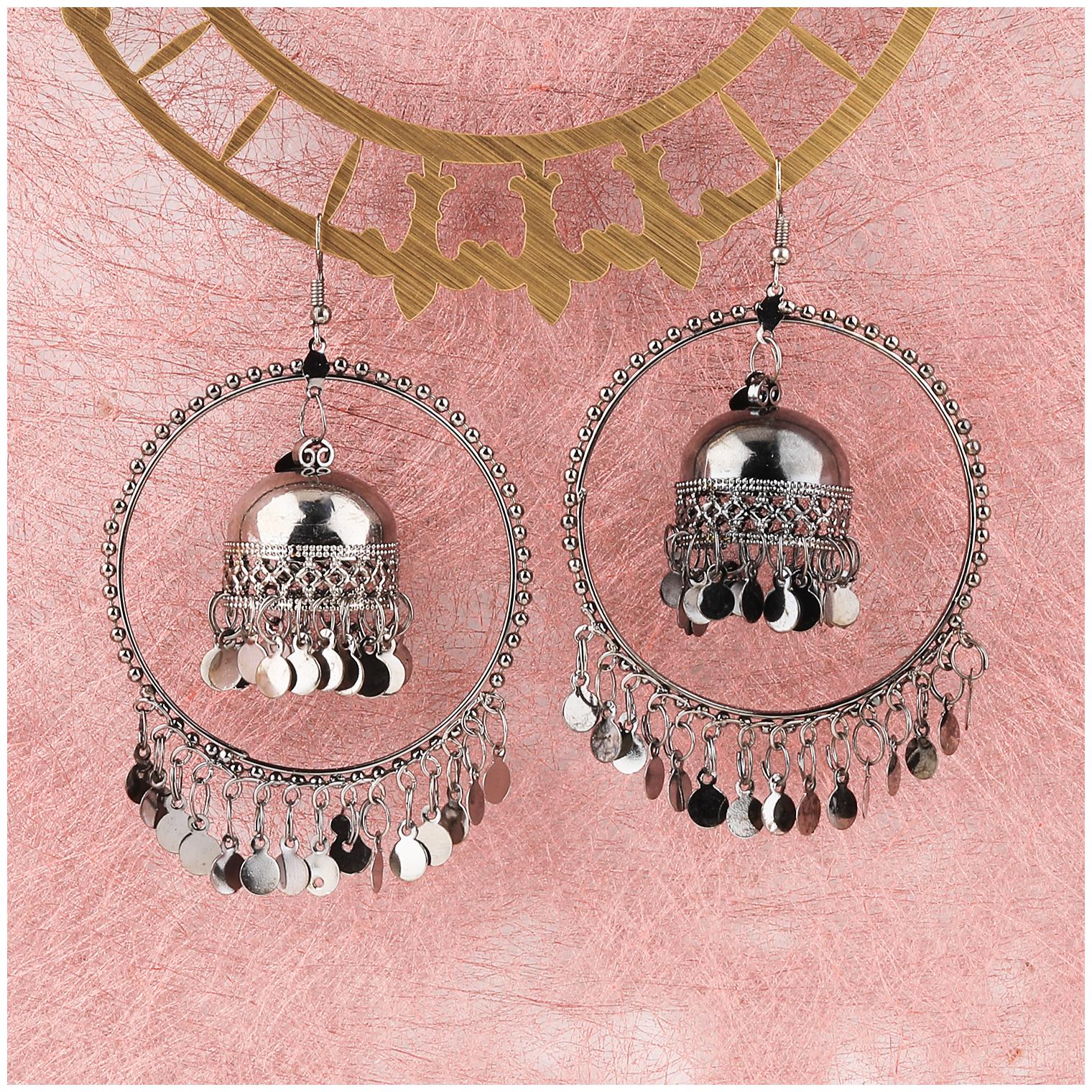 

Silver Shine Stylish Party Wear Black Earrings For Women Girl