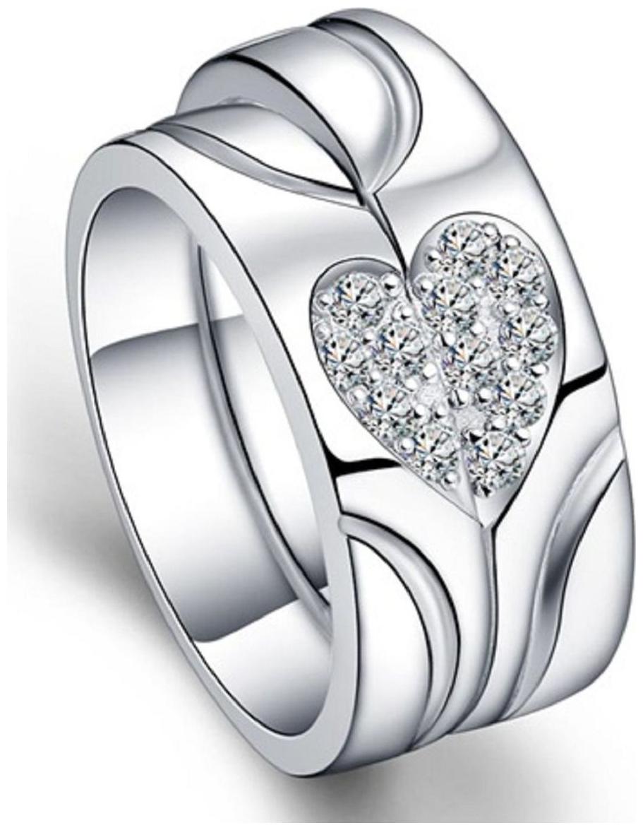 

SILVERISH Love Forever Matching Ring For Him And Her Alloy Cubic Zirconia Rhodium Plated Ring Set