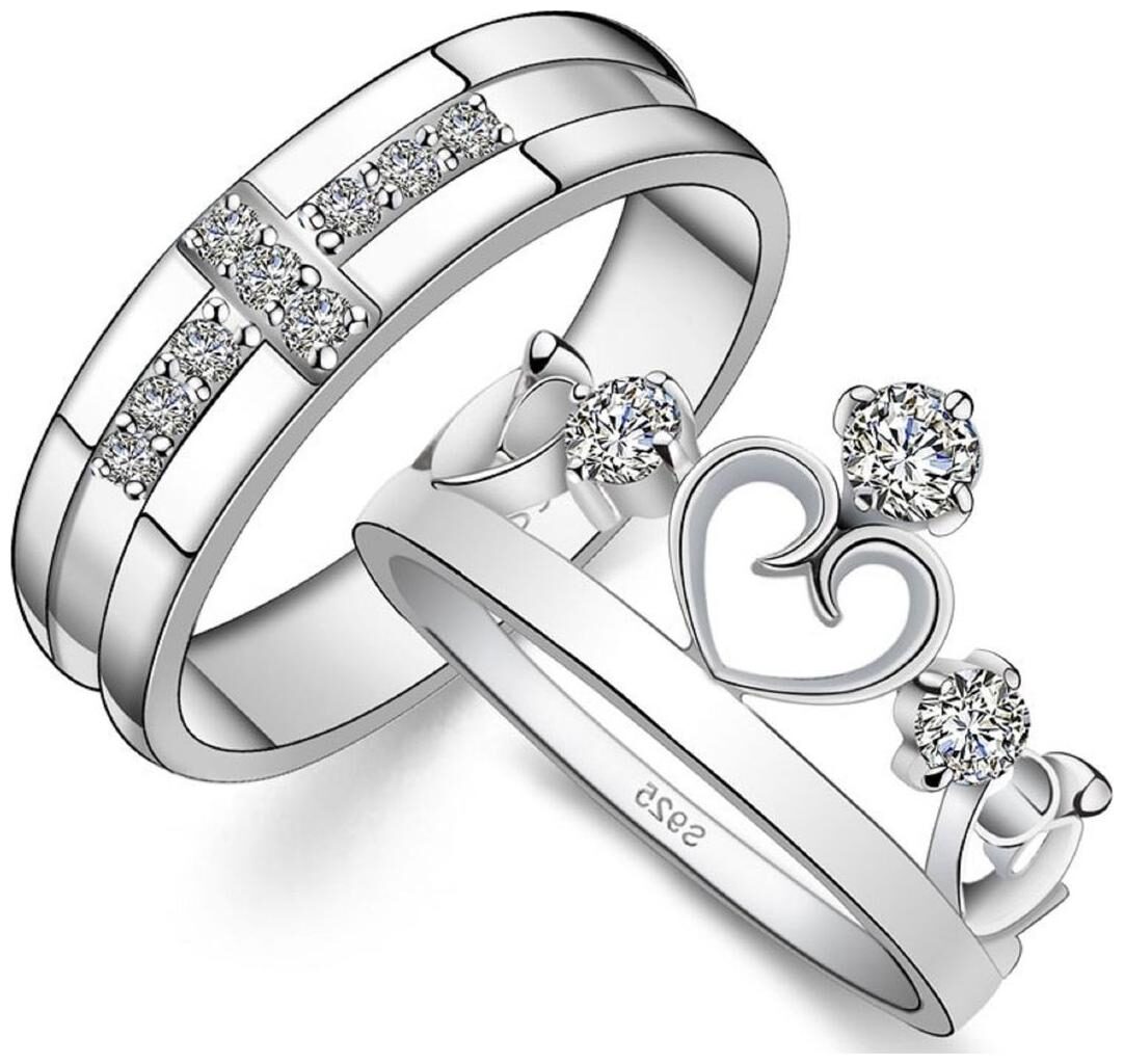 

SILVERISH Love Forever Matching Ring For Him And Her Alloy Cubic Zirconia Rhodium Plated Ring Set