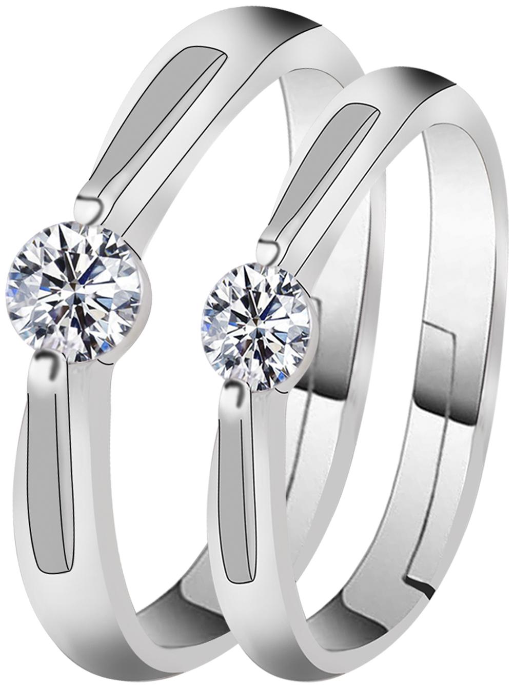 

SILVERSHINE Silverplated Gorgeous Solitaire His and Her Adjustable proposal couple ring For Men And Women Jewellery