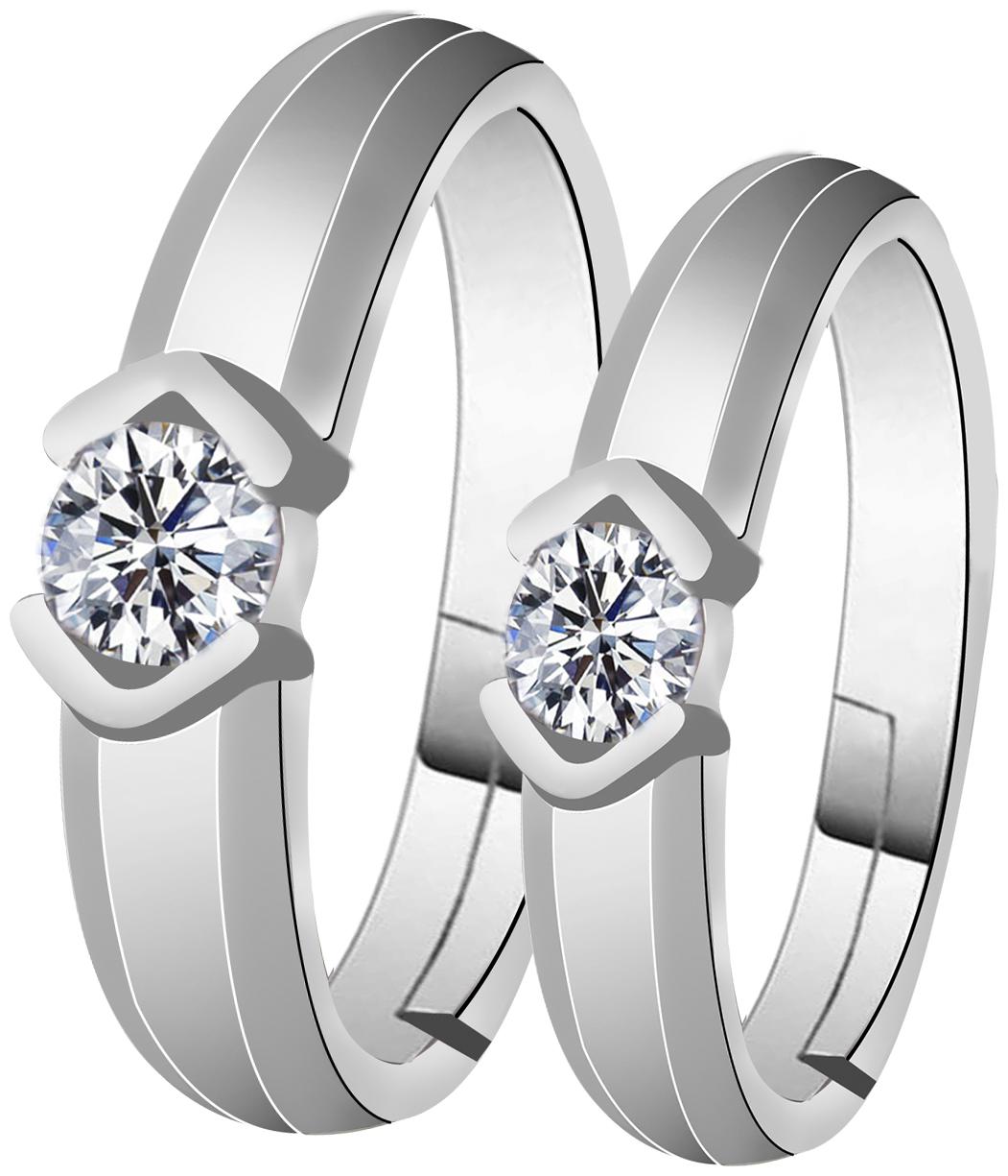 

SILVERSHINE Silverplated Stylist Solitaire His and Her Adjustable proposal couple ring For Men And Women Jewellery
