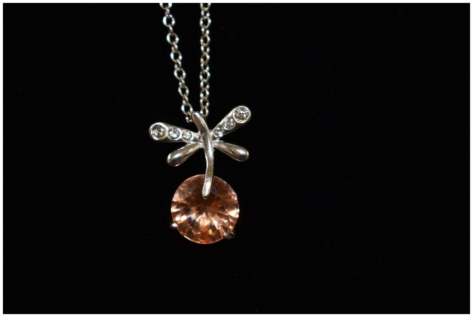 

Silvertone Dragonfly Pendant Necklace by AVON YOUR CHOICE Orange Yellow Green