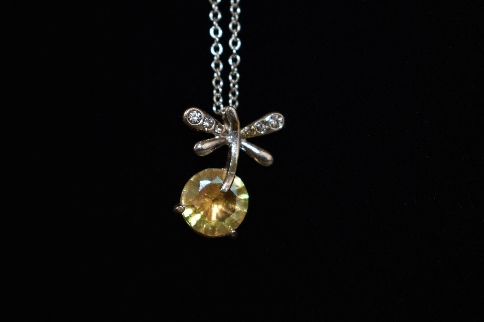 

Silvertone Dragonfly Pendant Necklace by AVON YOUR CHOICE Orange Yellow Green