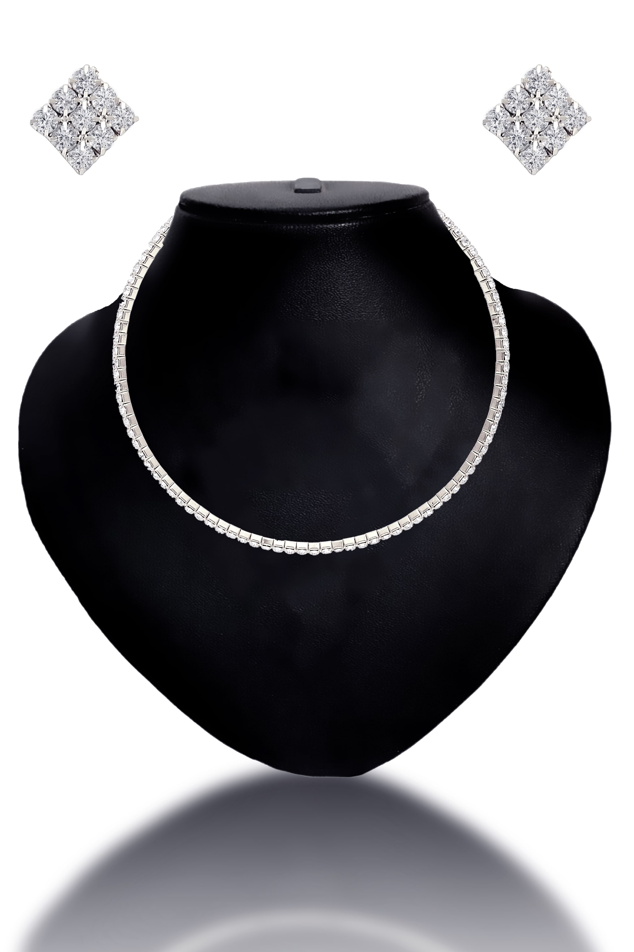 silver Single Line Necklace & Earring- Combo