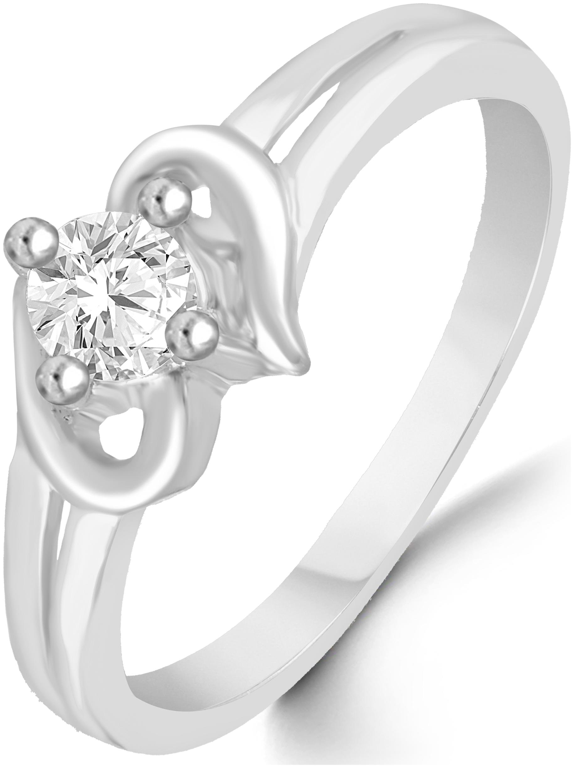 

Single Solitaire Bonded Heart Diamond Studded Rhodium Plated Alloy Brass Cz American Diamond Finger Ring for Women Girls