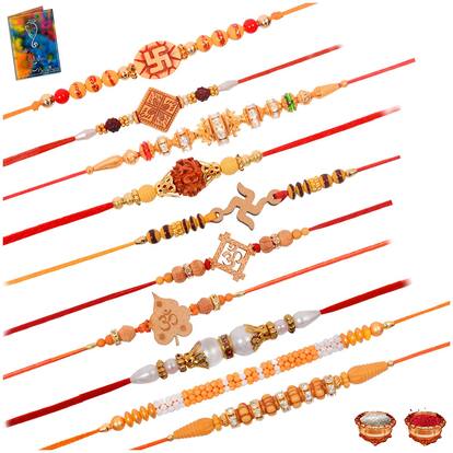 Sinjara 10 Set Dora Rakhi Raksha Bandhan Brother Bhabhi Family Roli Chawal (D10-16)