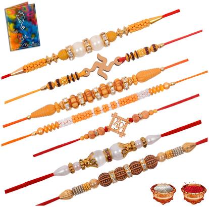 Sinjara Attractive New Punjabi Ethnic 7 Dora Rakhi For Brother With Roli Chawal (D7-24)