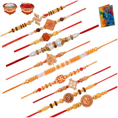 Sinjara Beauty Dora Rakhi 10 Set For Brother And Bhabhi Family With Roli Chawal (D10-50)