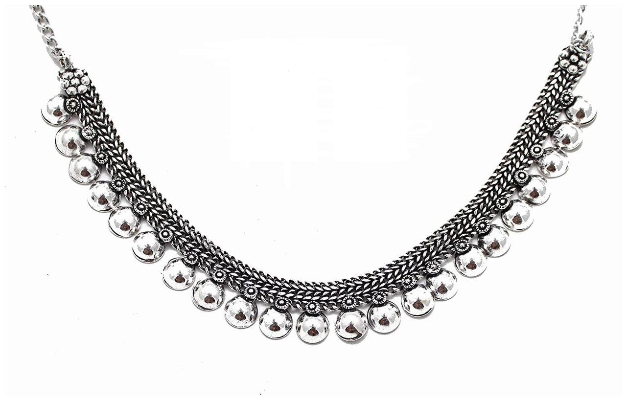 

Sinjara Ethnic Silver Oxidised Necklace For Women