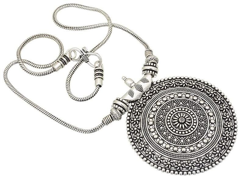 

Sinjara Pendent Silver Oxidised Necklace For Women