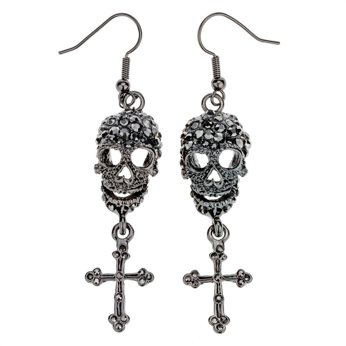 

skull dangle drop earrings bling jewelry gifts for women girls biker EM35