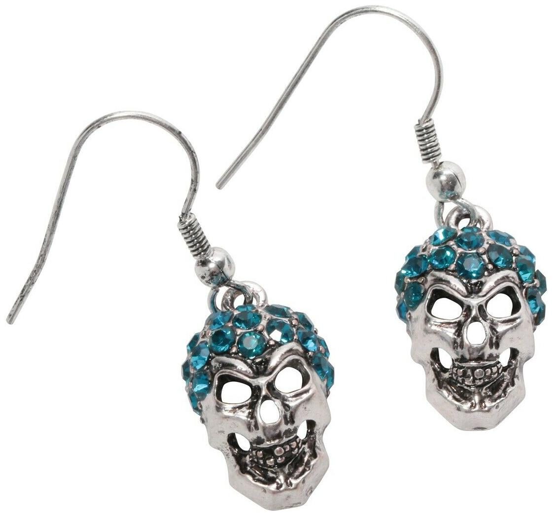 

Skull drop dangle earrings women girls biker bling gothic jewelry gifts EC07