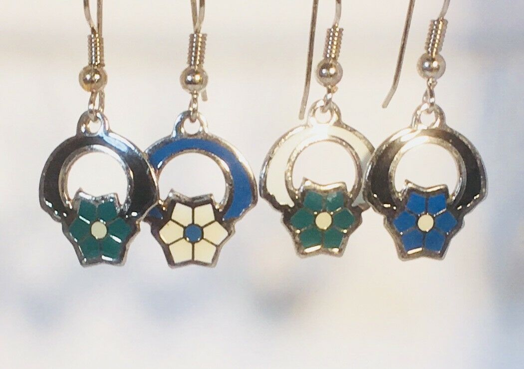 

SMALL DANGLE EARRINGS Stefano Vintage (new) Cloisonne Rhodium Factory Prices