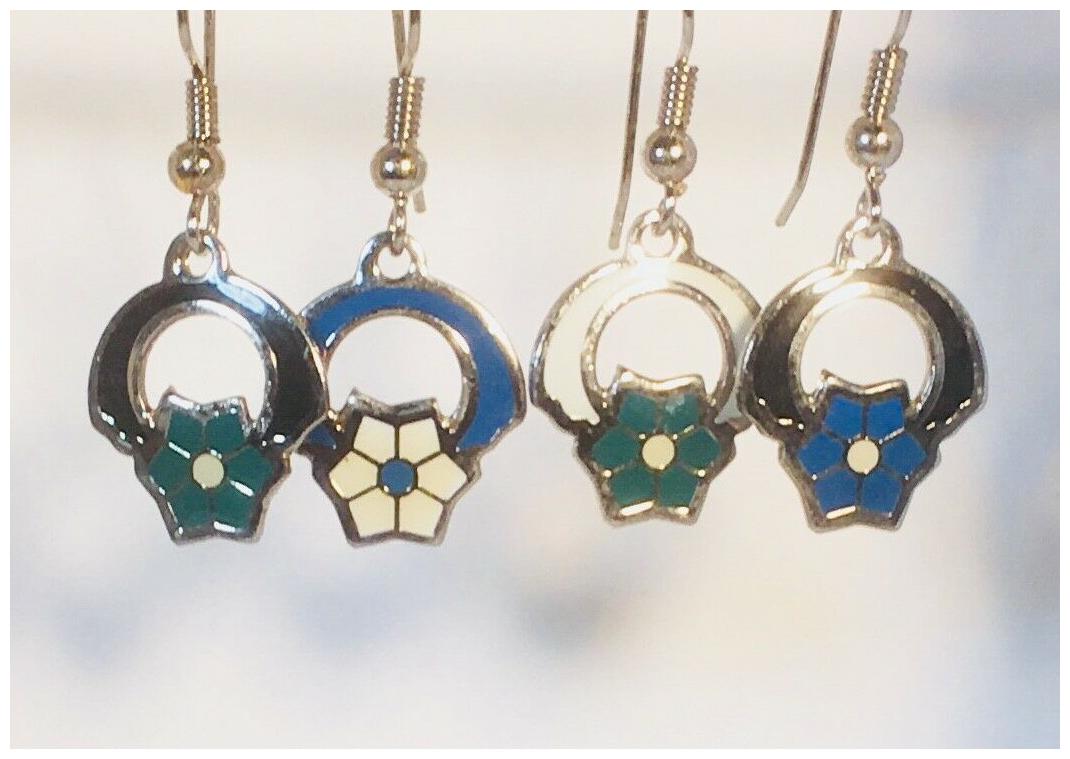 

SMALL DANGLE EARRINGS Stefano Vintage (new) Cloisonne Rhodium Factory Prices