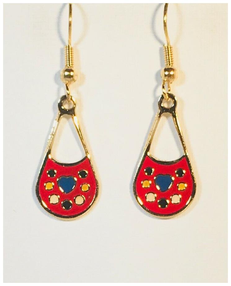 

Small Heart Dangle Earrings Stefano Vintage Cloisonne Gold Plate Factory Prices
